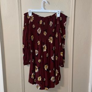 Burgundy Flower Dress